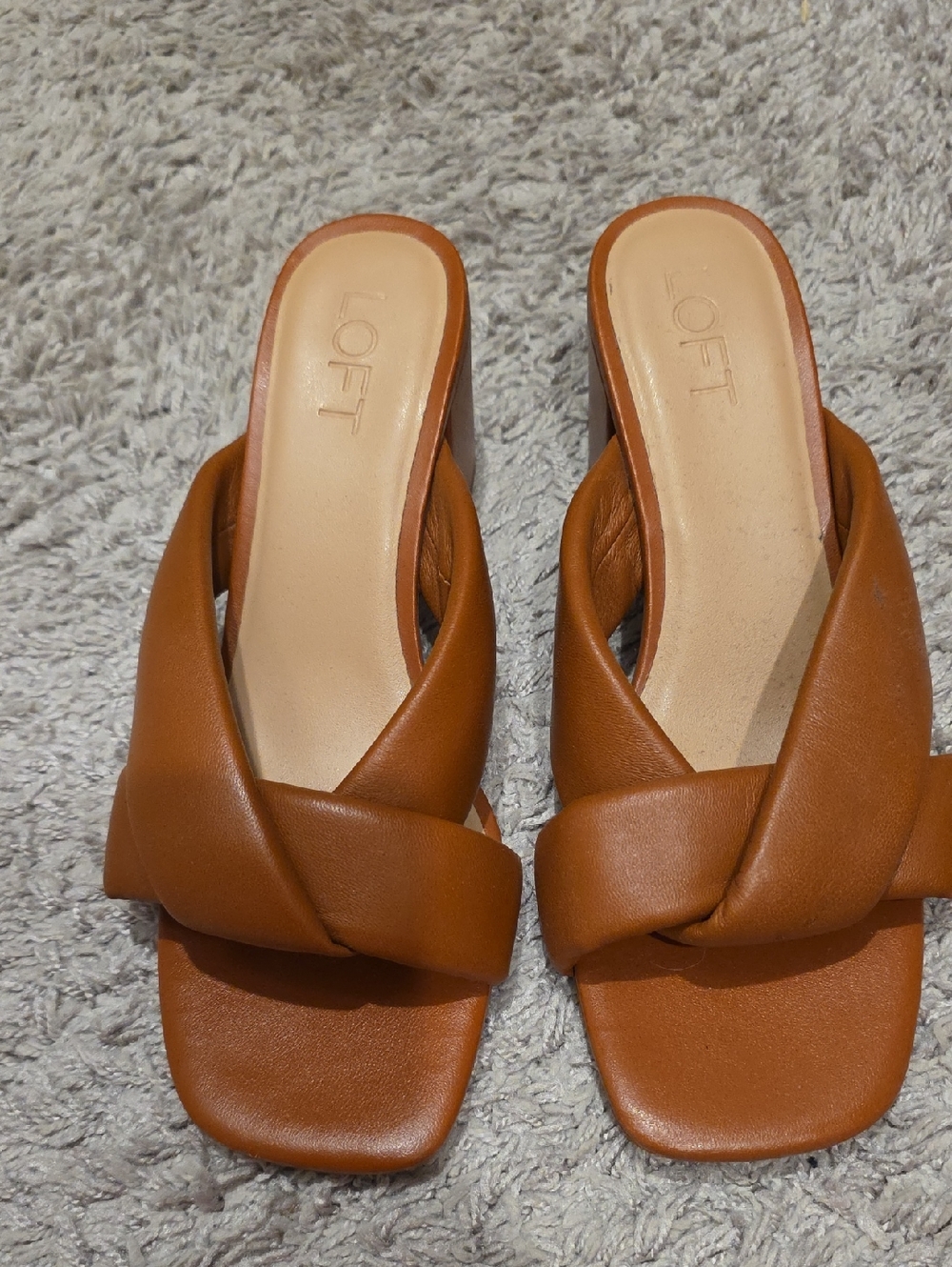 LOFT Tan Knotted Slide Mules